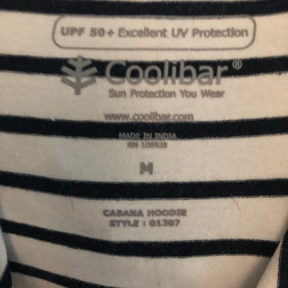 Coolibar Cabana Navy and White Striped Hoodie - Picture 5 of 9